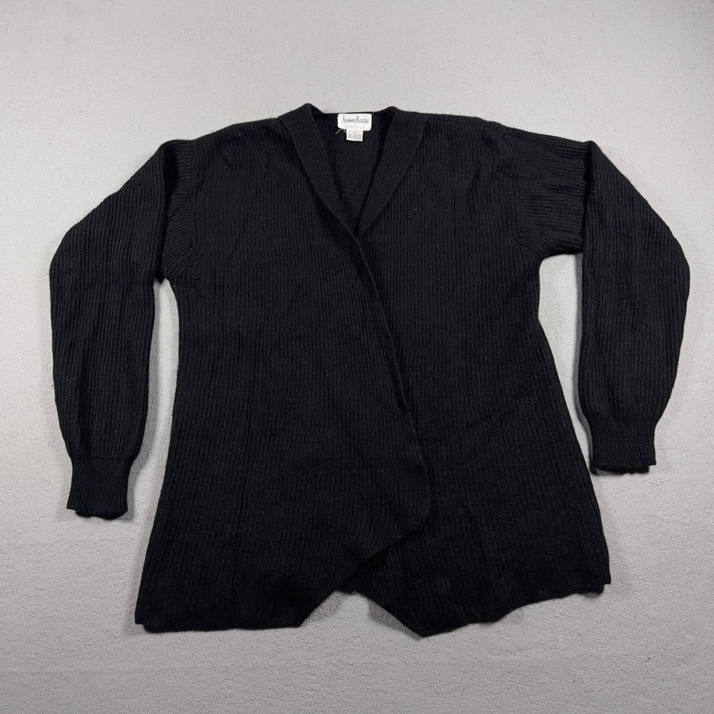 Neiman Marcus Cardigan Sweater Womens Small Black Cashmere Open Longline Knit
